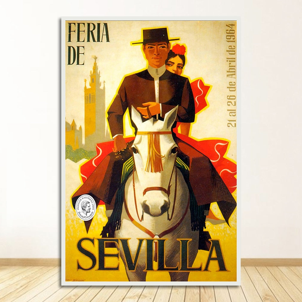 Spain Seville Flower Girl Travel Canvas Painting Art