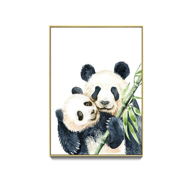 Cute Panda Bamboo Canvas Art