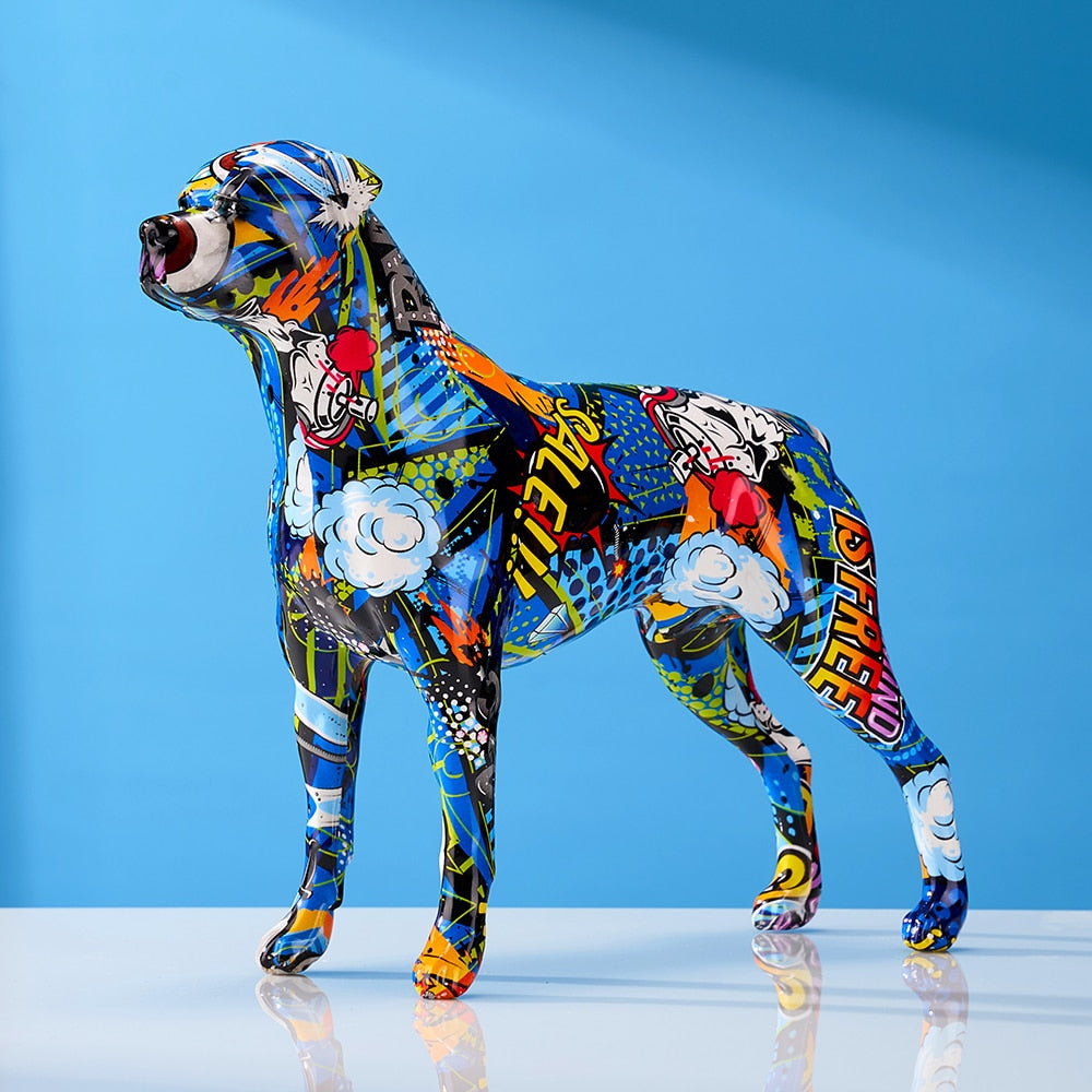 Graffiti Rottweiler Resin Statue