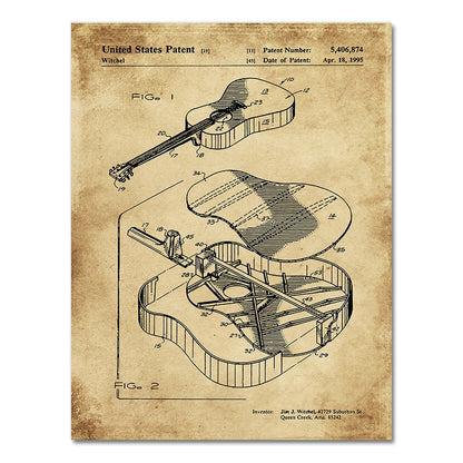 Martin Guitar Patent Blueprint Canvas Art