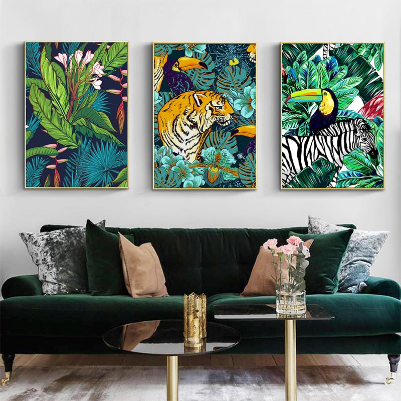 Tropical Plant Animal Canvas Art