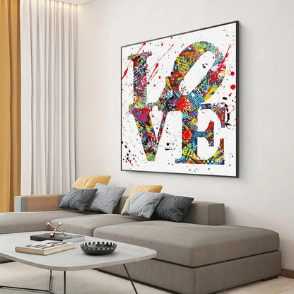 Colorful Graffiti Love Hope Wall Art Canvas