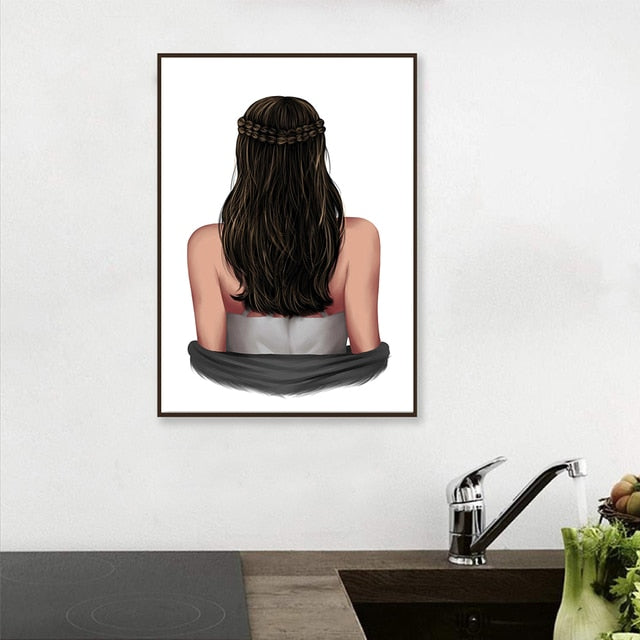 Hairstyle Woman Back Canvas Art