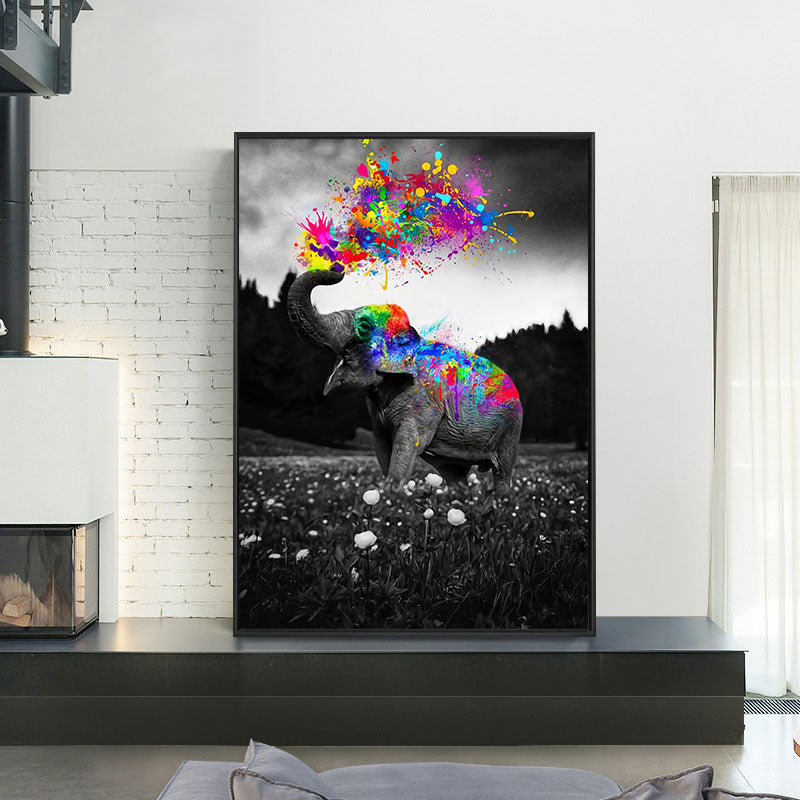 Black Elephant Watercolor Canvas Art