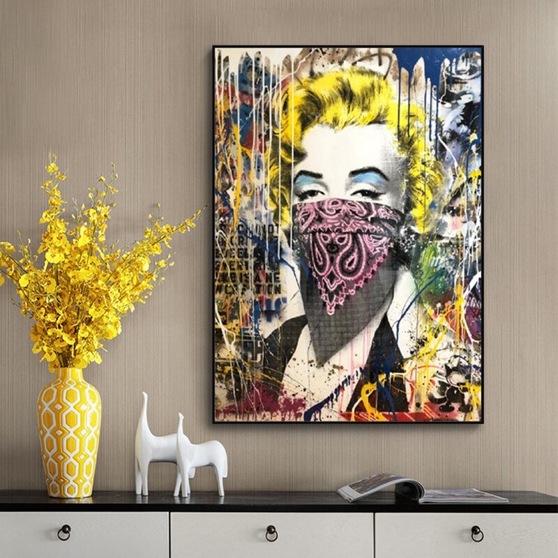 Graffiti Marilyn Monroe Portrait Canvas Art