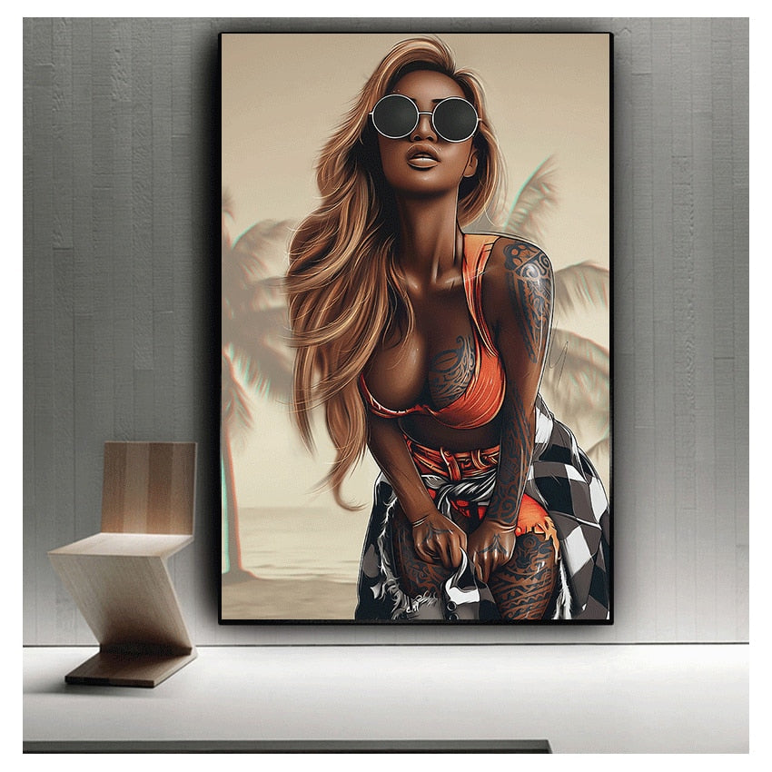 Pop Art Sexy Tattoo Woman Canvas