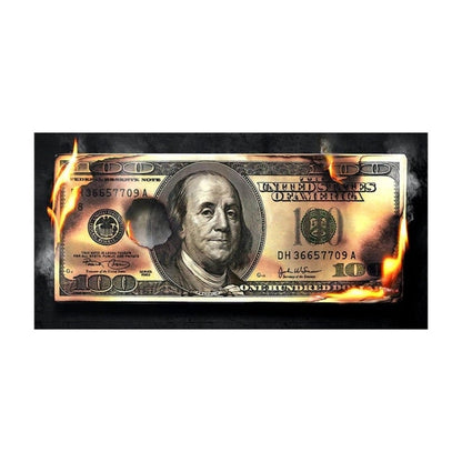 Burning Dollar Canvas Art