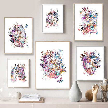 Colorful Flower Human Body Anatomy Canvas Art