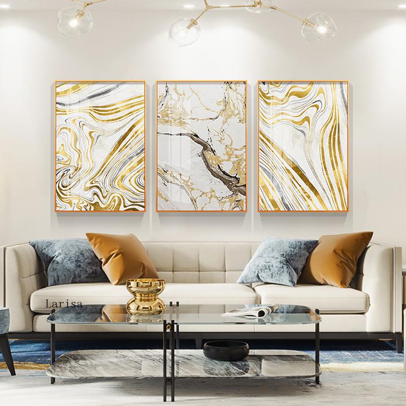 Gold and White Marble Canvas Art