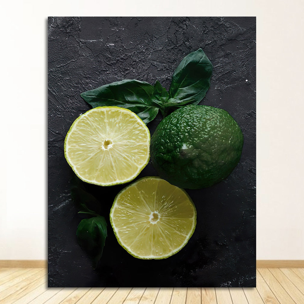 Green Fruit Vegetable Kitchen Canvas Art