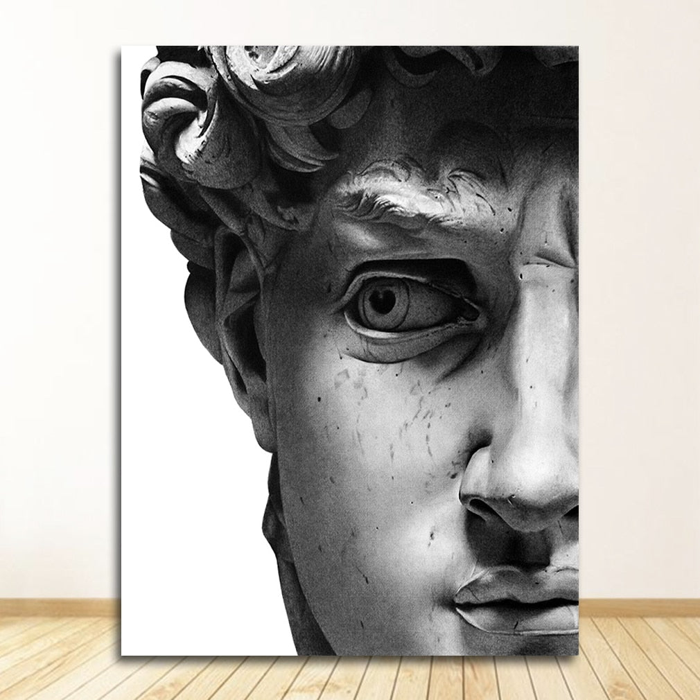 Black and White David Head Wall Art Canvas