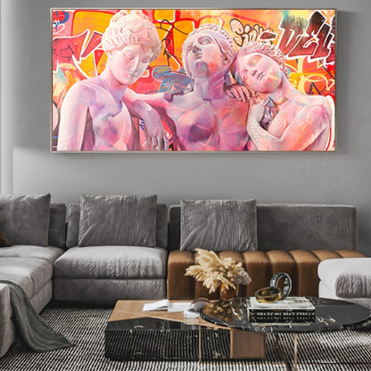 The Three Goddess Sculpture Graffiti Canvas Art