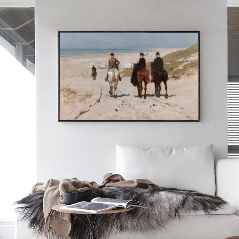 Morning Ride Along the Beach by Anton Mauve Canvas Art