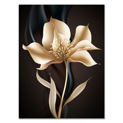 Beautiful Black Golden Flower Canvas Art