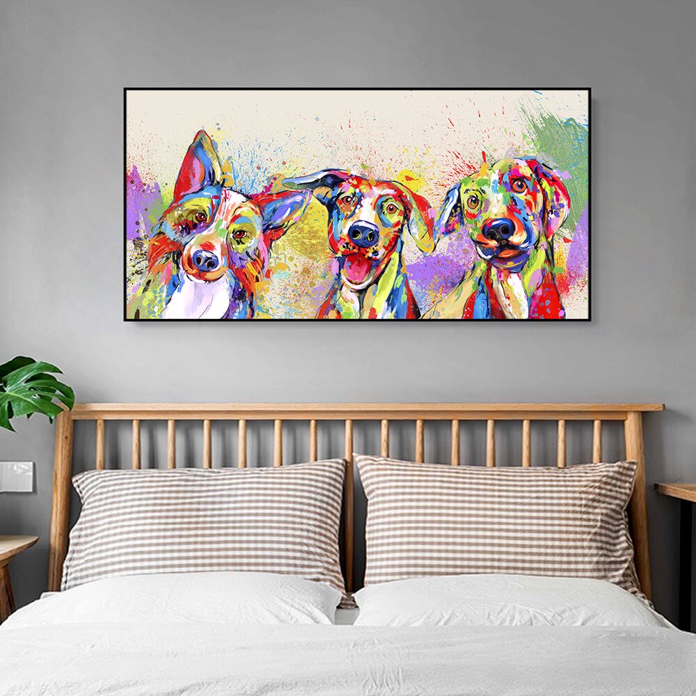 Colorful Dogs Canvas Art