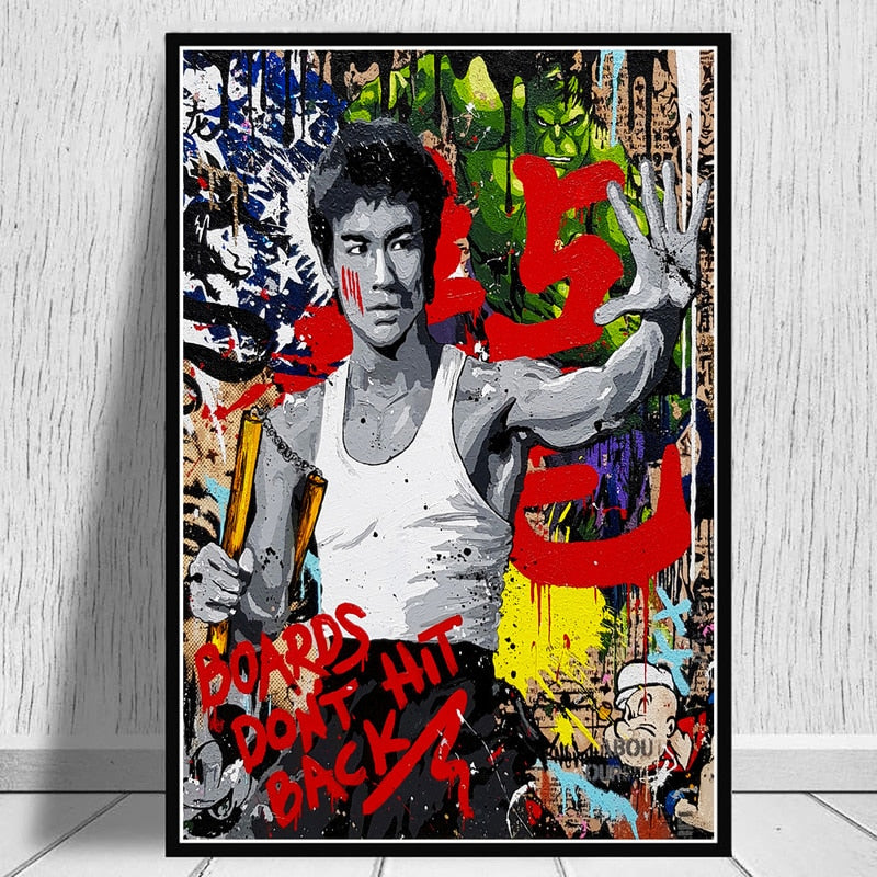 Bruce Lee Nunchaku Graffiti Canvas Art