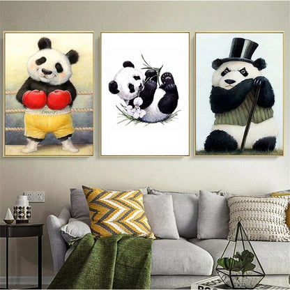 Cute Panda Bamboo Canvas Art