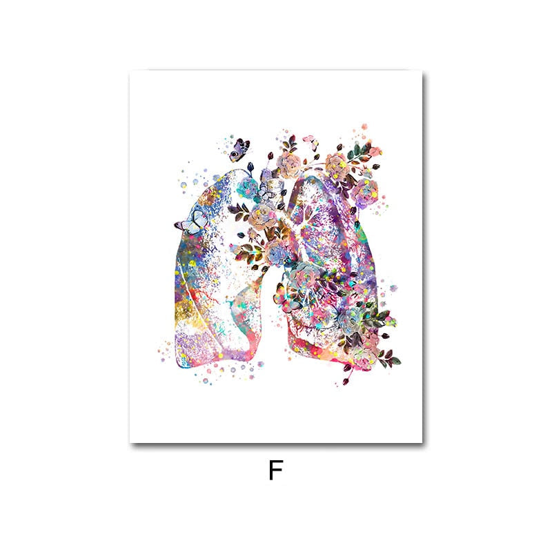 Colorful Flower Human Body Anatomy Canvas Art