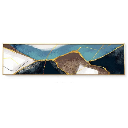 Abstract Green Blue Marble Gray Gold Canvas Art