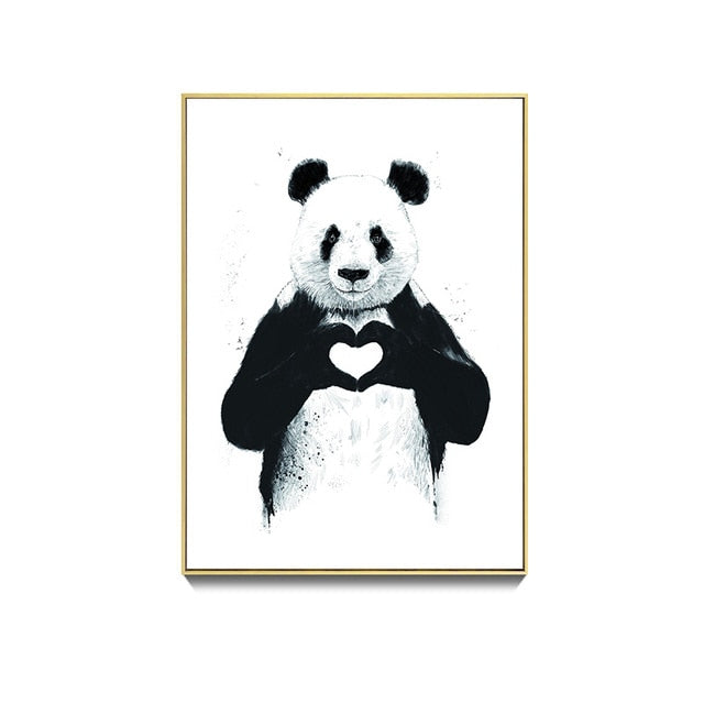 Cute Panda Bamboo Canvas Art