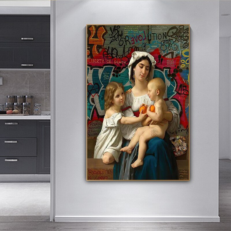 Virgin Mary and Baby Angel Canvas Art