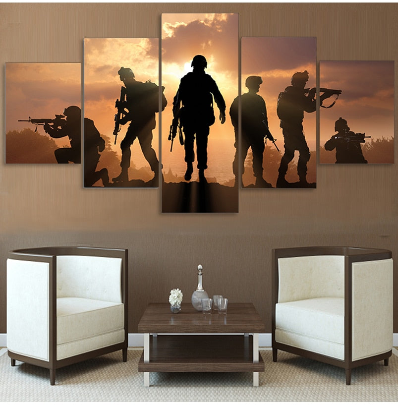 Patriotic US Army Sunset Canvas Art