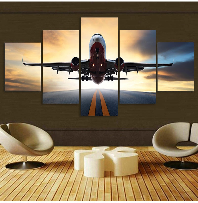 Airplane Sunset Canvas Art