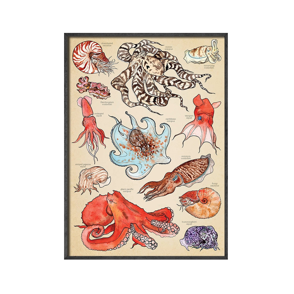 Mushroom Sea Creatures Canvas Art