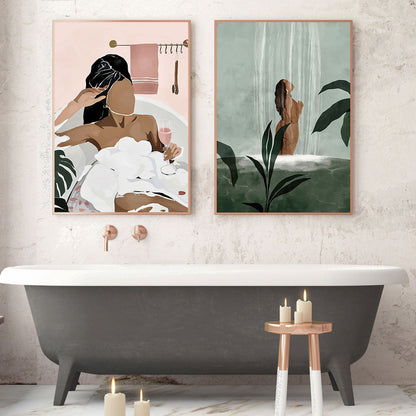 Woman Meditation Bubble Bath Shower Canvas Art