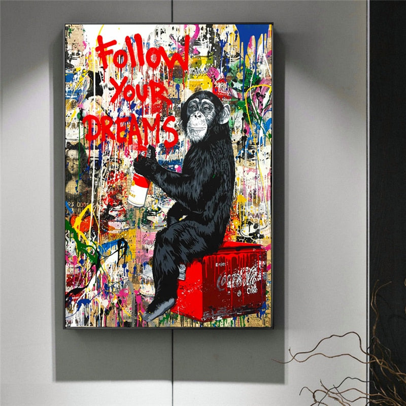 Follow Your Dreams Chimpanzee Art Canvas