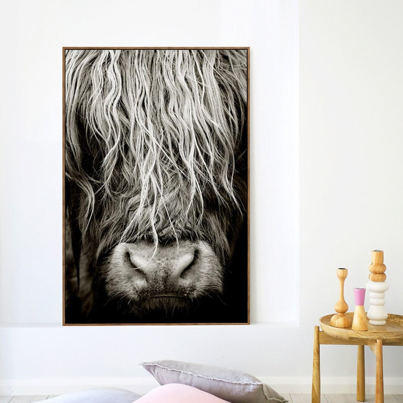 Cow Head Wall Art Canvas