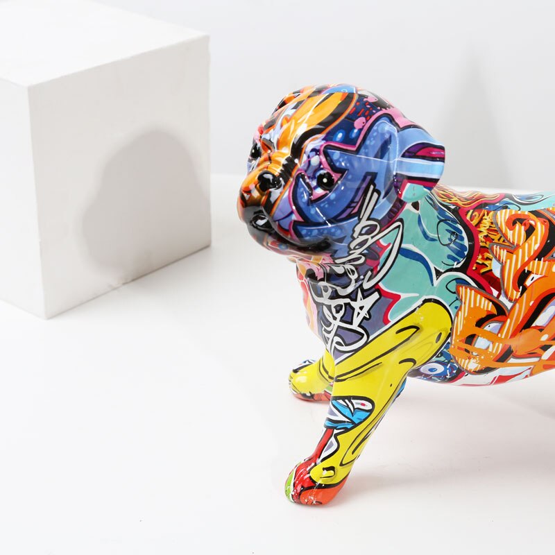 Graffiti Pug Resin Statue