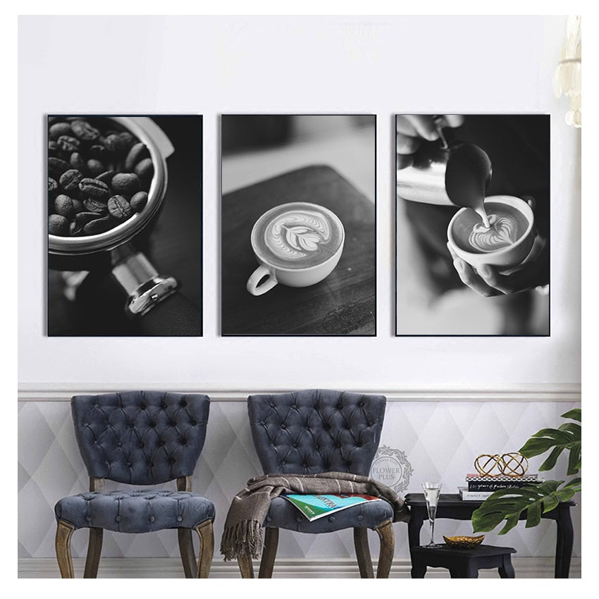 Black and White Coffee Canvas Art