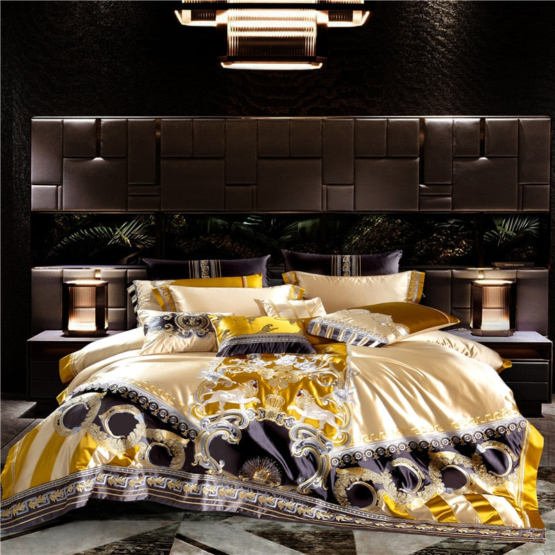 Helios Luxurious Silk Jacquard Duvet Cover Bedding Set