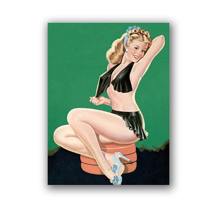 Vintage Pin Up Girl Sexy Women Canvas Art