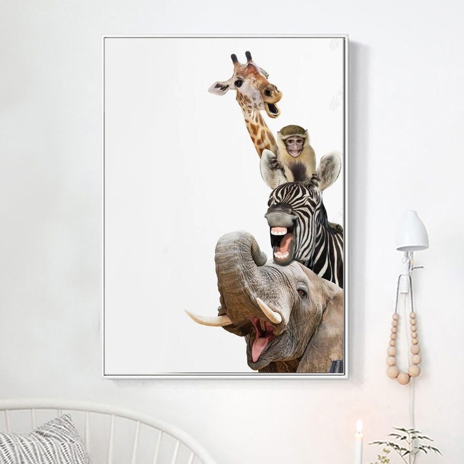 Cute Stacked Animals Canvas Art