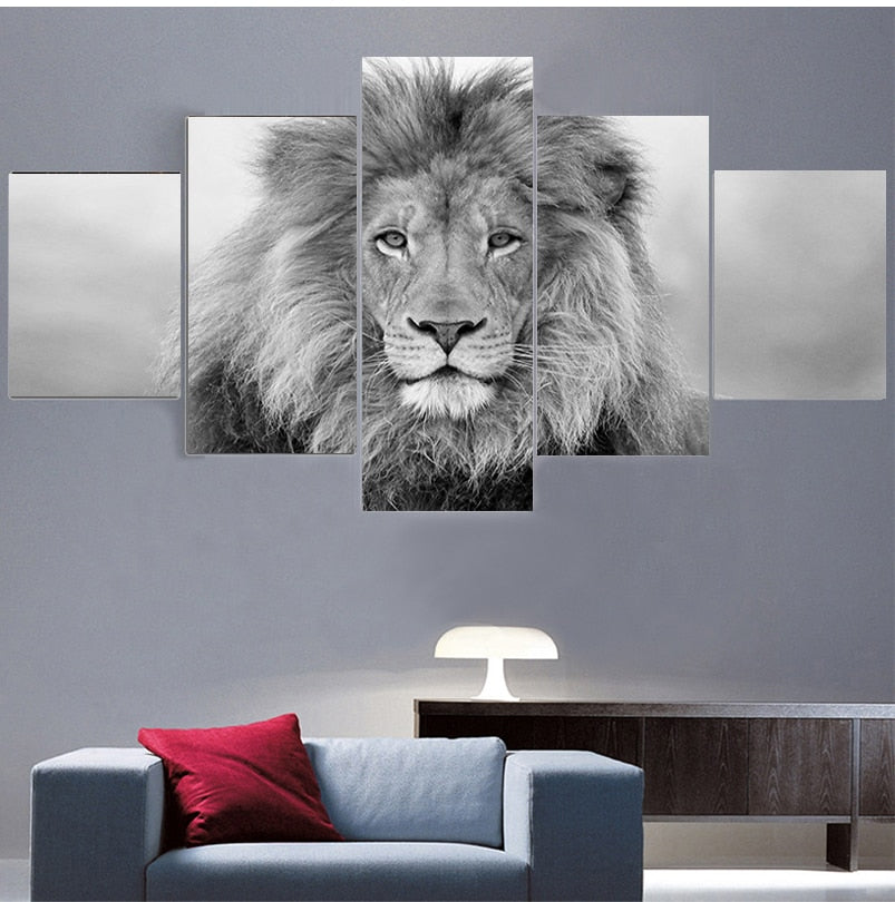 Black and White Lion Canvas Art