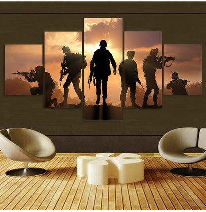 Patriotic US Army Sunset Canvas Art