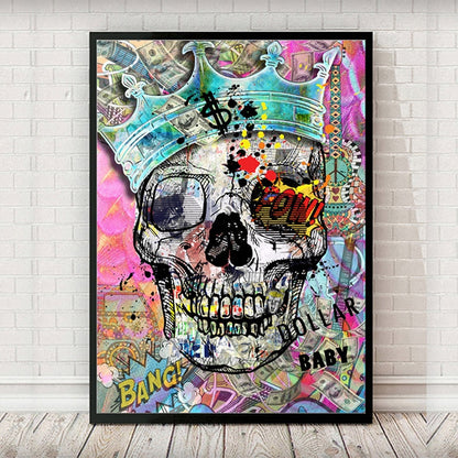 Pop Art Skull Graffiti Canvas Art