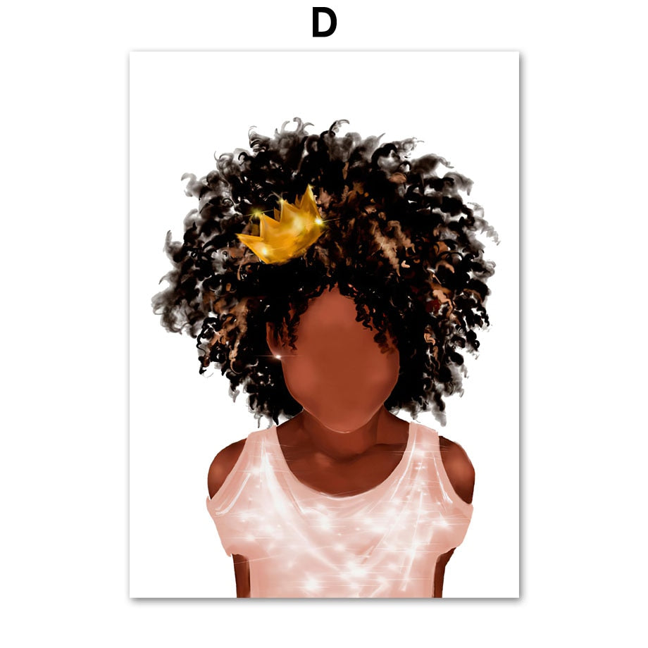 Black Girl and Boy Crown Canvas Art