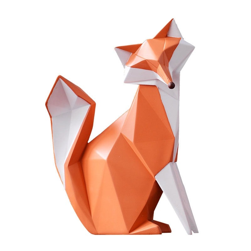 Geometric Orange Fox Statue