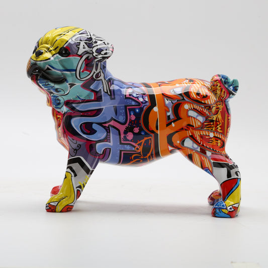 Graffiti Pug Resin Statue