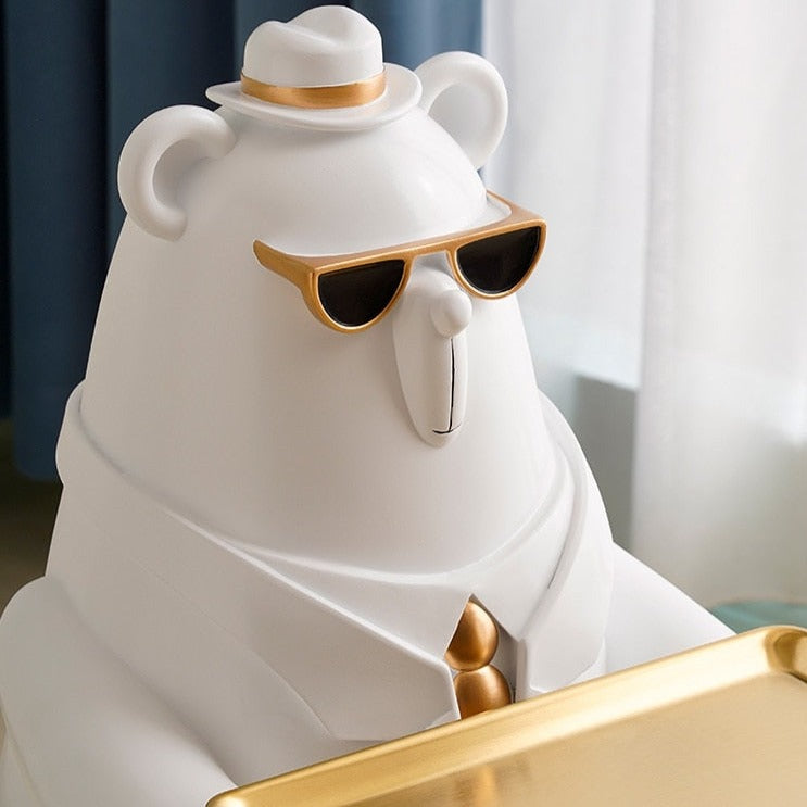 Polar Bear in Suit Tray Large Statue