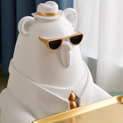 Polar Bear in Suit Tray Large Statue