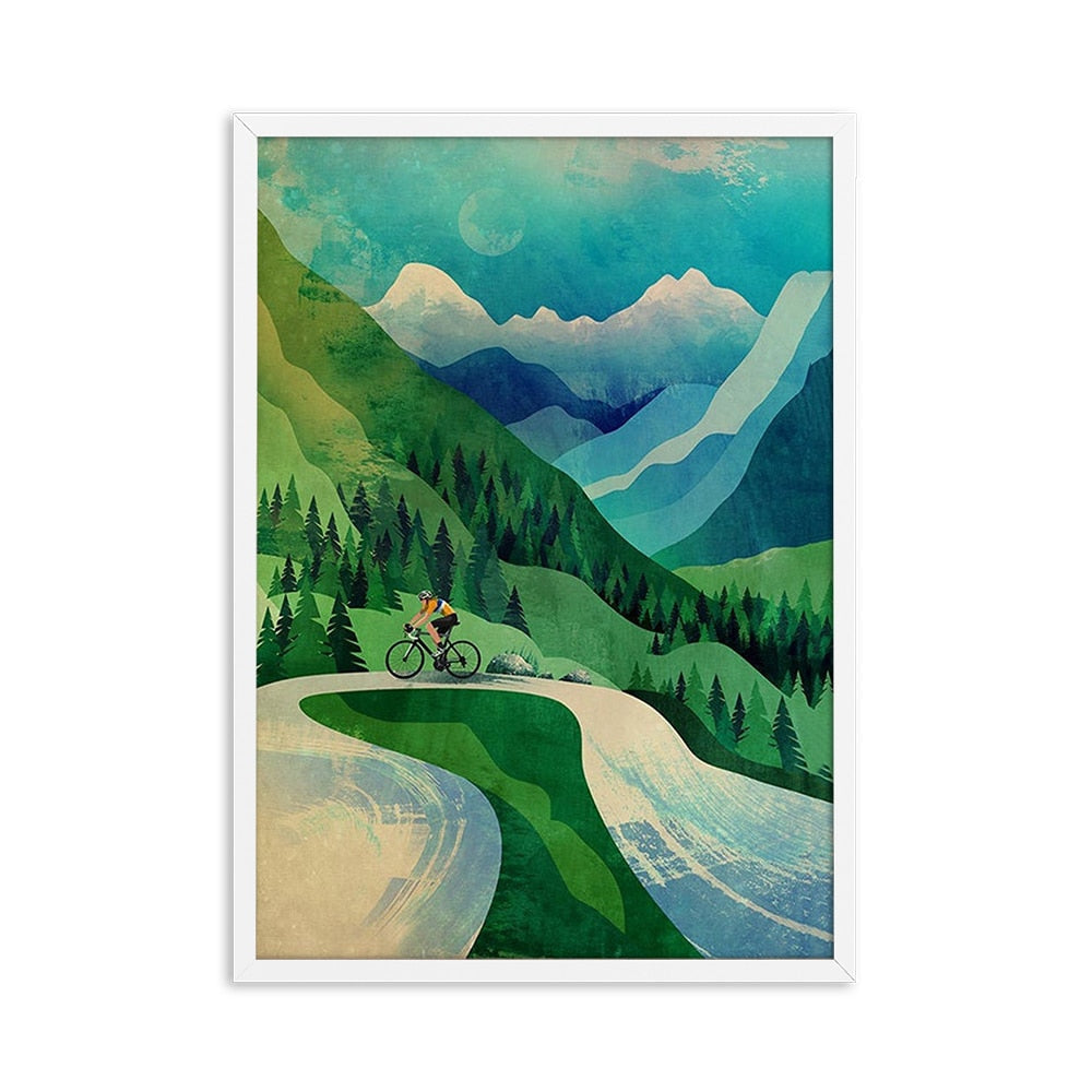 Bicycle Cycling Ascend a Mountain Canvas Art