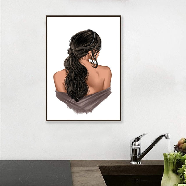 Hairstyle Woman Back Canvas Art