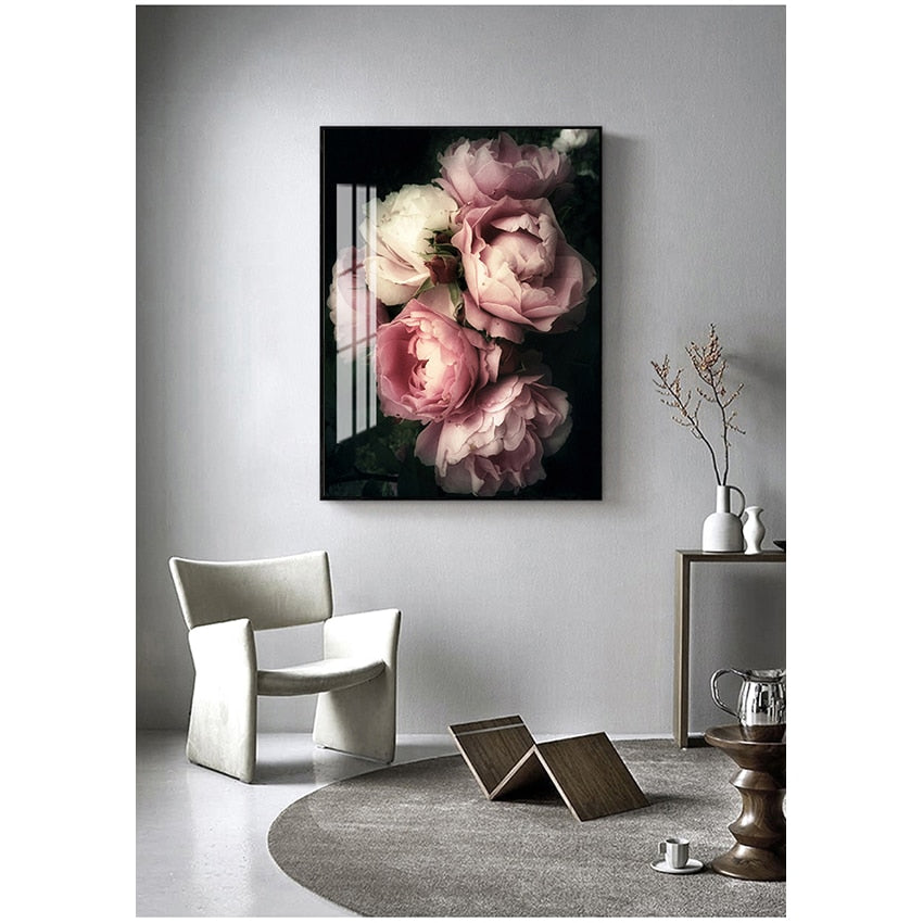 Realistic Pink and White Flower Canvas Art