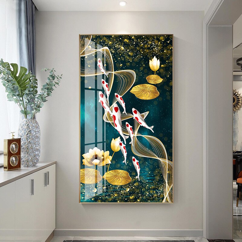 Nine Koi Fish Canvas Art