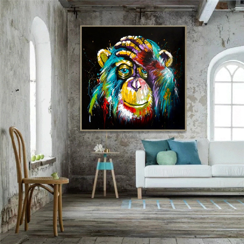 Watercolor Thinking Monkey Wall Art Canvas