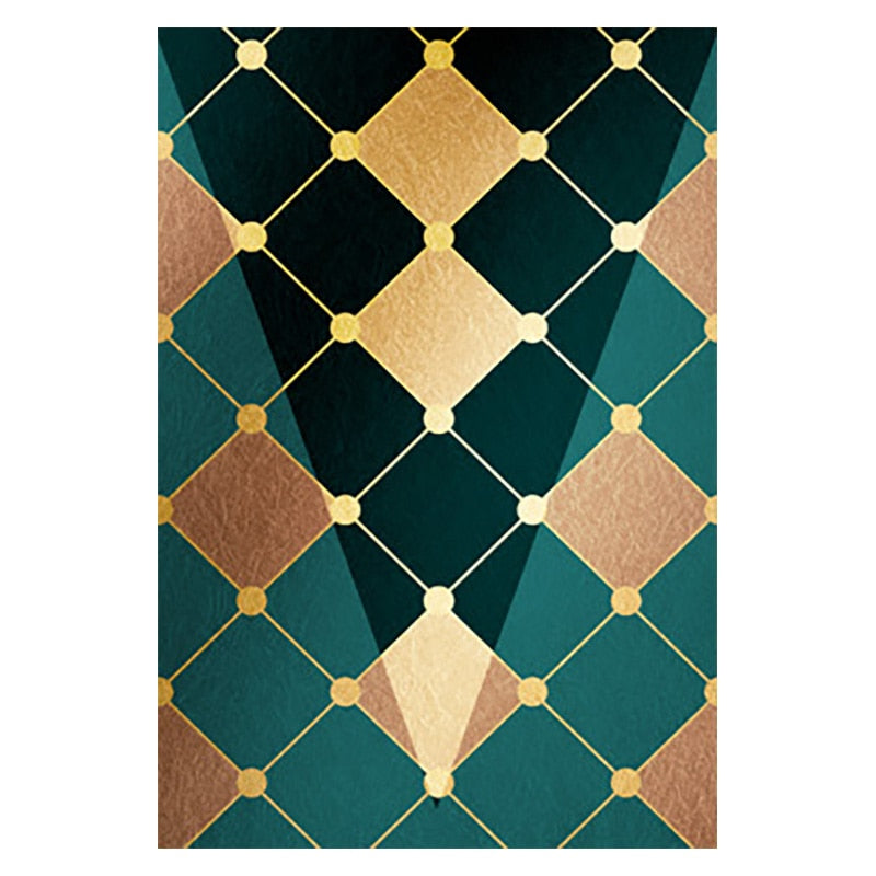 Green Gold Abstract Rose Canvas Art